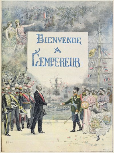 Welkom aan de keizer en keizerin van Rusland, illustratie uit de geïllustreerde bijlage van Le Petit Journal, 4 oktober 1896 door F. L. and L. Royer Meaulle