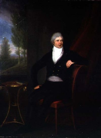 Portret van een Zittende Heer bij een Raam door F. Landsberg