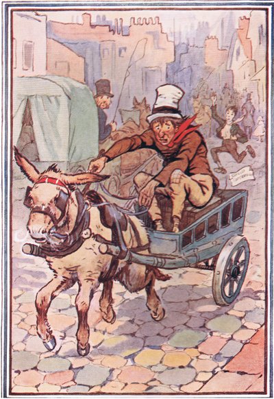 David rende zo snel als hij kon achter hem aan, illustratie uit David Copperfield, 1914 door F. M. B. Blaikie