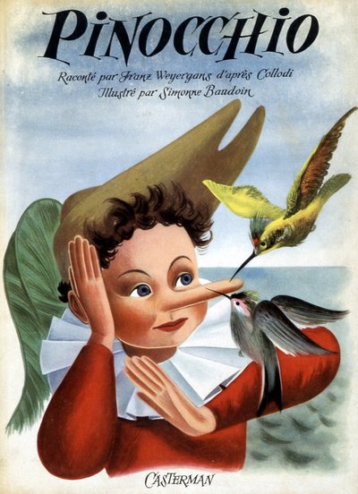 Omslag van het boek "Pinocchio", geïllustreerd door Simonne Baudoin, ed. Casterman door F. Rothier