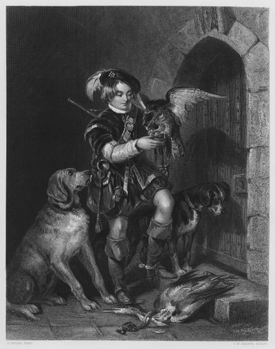 De jonge valkenier, uit het schilderij in de Koninklijke Collectie door F. Tayler