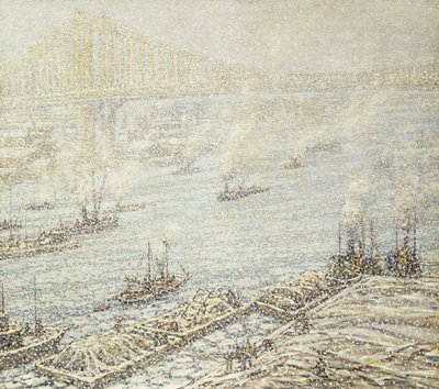 East River, New York, winter, ca. 1915 door F. Usher de Voll