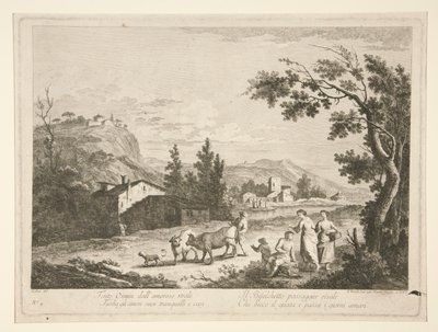 Landschap met ruïnes, uit een serie van 4 door Fabio Berardi