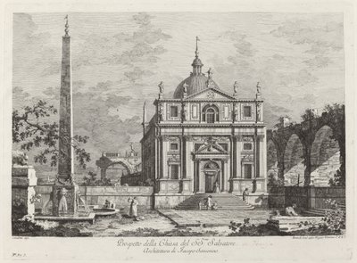 Aanblik van de Kerk van de Heilige Verlosser door Fabio Berardi after Canaletto