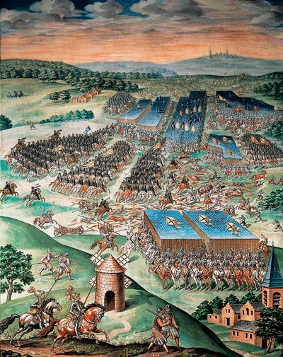 De slag bij Saint Quentin tussen Spanje en Frankrijk (1557) door Fabrizio Castello