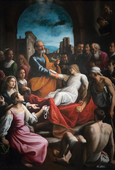 Sint-Petrus wekt Tabitha op door Fabrizio Santafede