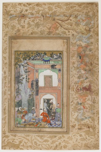 Babur vermaakt zich in het paleis van Sultan Ibrahim Lodi door Farrukh Beg