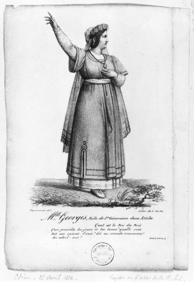 Mademoiselle George in de rol van St. Genevieve uit Act II, Scene 3 van 