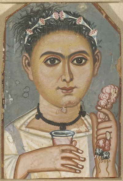 Jongen met een Bloemenguirlande in Zijn Haar, ca. 200-230 door Fayum mummy portraits