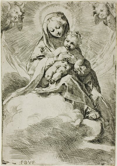 Madonna en kind op wolken door Federico Barocci