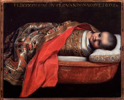 Portret van Federico Ubaldo della Rovere, hertog van Urbino (infant) door Federico Fiori Barocci or Baroccio