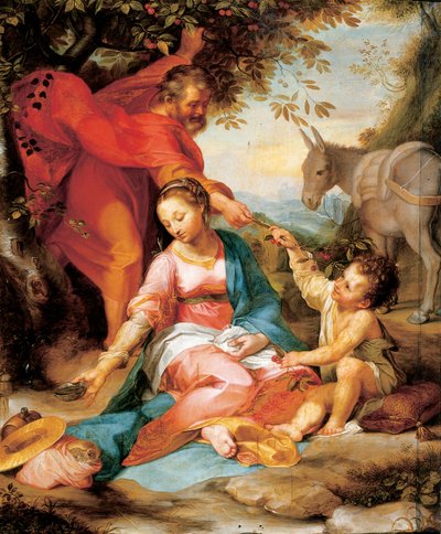 De rust tijdens de vlucht naar Egypte door Federico Fiori Barocci or Baroccio