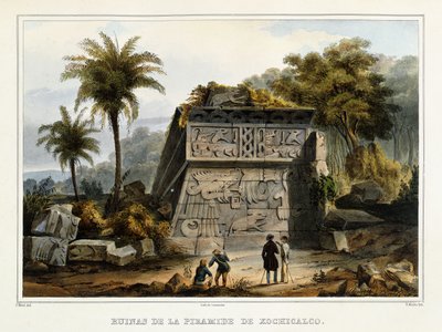 Ruïnes van de piramide van Xochicalco, 1839? door Federico Mialhe