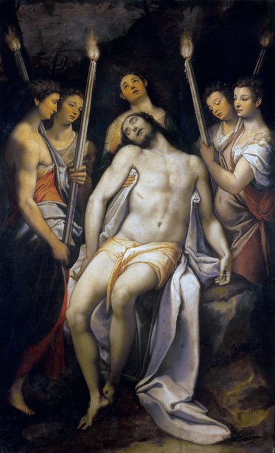 Dode Christus Ondersteund door Engelen, 1566-1568 door Federico Zuccari
