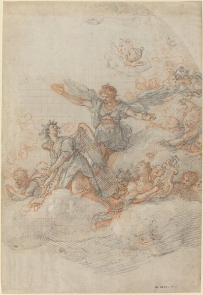 Engelen en putti in de wolken door Federico Zuccaro
