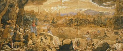 Jachtscène met denkbeeldig Florence, door Federico Zuccaro (ca. 1540-1609) door Federico Zuccaro
