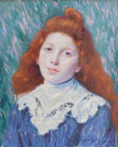 Meisje met witte kraag, ca. 1890 door Federigo Zandomeneghi