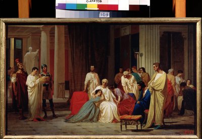 De lezing van de doodvonnis van de Romeinse senator Publius Clodius Thrasea Paetus in 66 na Christus door Fedor Andreevich Bronnikov