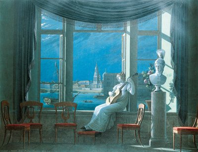 Bij het Raam op een Maanverlichte Nacht door Fedor Petrovich Tolstoy