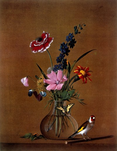 Boeket bloemen met een vlinder door Fedor Petrovich Tolstoy