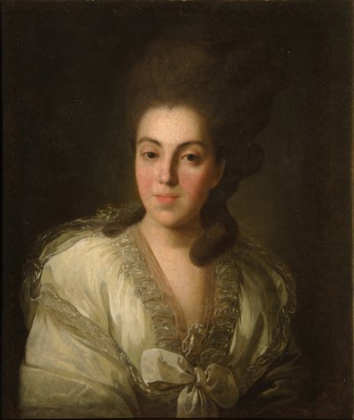 Portret van Gravin Anna Alexandrovna Golitsyna 1739-1816, geboren Barones Stroganova, 1777 door Fedor Stepanovich Rokotov