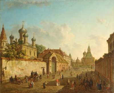 Uitzicht vanaf het Lubyanka-plein naar de Vladimir-poort in Moskou, 1800s door Fedor Yakovlevich Alekseev