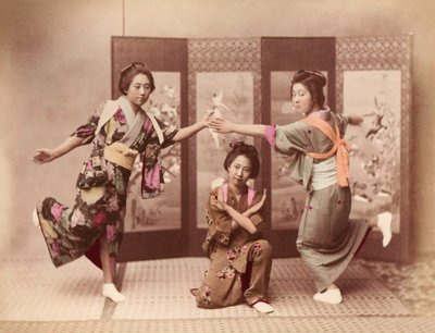Meisjes dansen c.1895 door Felice Beato