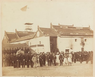 2e Belooch Regiment van Inheemse Infanterie, Bombay, buiten het Ning Po Joss-Huis, China, 1860 door Felice Beato