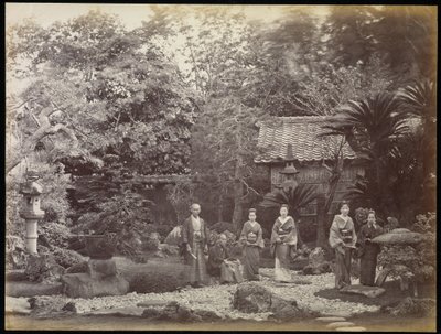 Een Japanse tuin bij Harra door Felice Beato