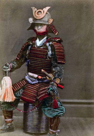 Een samoerai in harnas, Japan, 1882 door Felice Beato