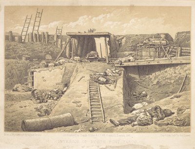 Binnenkant van Noord-Fort Taku, bij de hoek waar de Britse troepen binnenkwamen door Felice Beato
