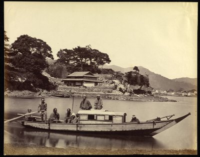 Japanse woonboot en bemanning door Felice Beato