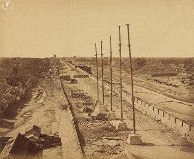Top van de Muur van Antin Gate ingenomen door Britse en Franse troepen, 21 oktober 1860 door Felice Beato