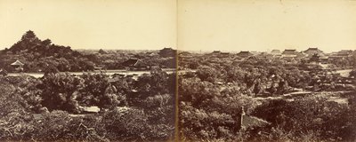 Uitzicht op het keizerlijk winterpaleis, Peking, met de kunstmatige heuvel, 29 oktober 1860 door Felice Beato
