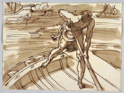 Een schipper na de overwinning van Leo IV op de Saracenen, naar Raphael door Felice Giani