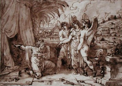 Abraham en de engelen door Felice Giani