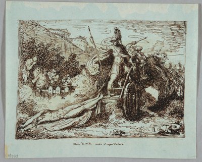 Achilles sleept het lichaam van Hector door Felice Giani