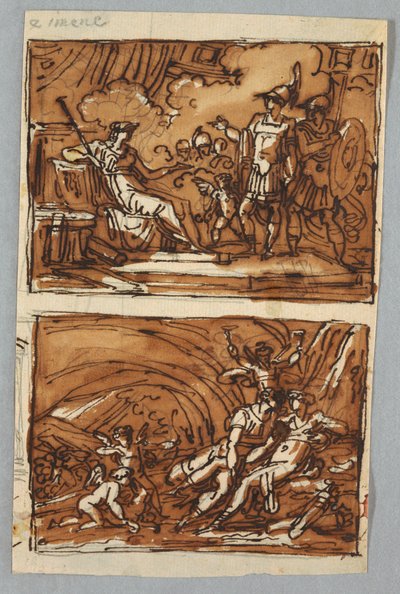 Aeneas en Achates voor Dido; de Liefde van Aeneas en Dido door Felice Giani