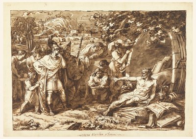 Alexander de Grote en Diogenes door Felice Giani