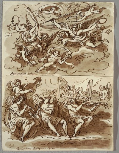 Engelen die Symbolen van Martelaarschap Dragen, Studie naar Domenichino door Felice Giani