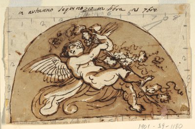 Herfst, lunet voor plafond van de Sala Ottagonale, Palazzo Milzetti, Faenza door Felice Giani