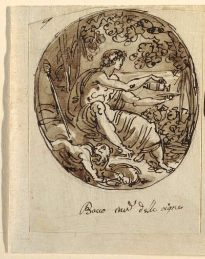 Bacchus, ontwerp voor gewelfd plafond, Sala dei Legislatori, Palazzo Conti-Sinibaldi, Faenza door Felice Giani