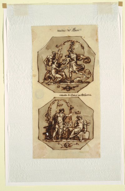 Geboorte van Bacchus; Banket van Bacchus en Ariadne door Felice Giani