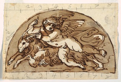 Steenbok, Lunet voor Plafond van de Sala Ottagonale, Palazzo Milzetti, Faenza door Felice Giani