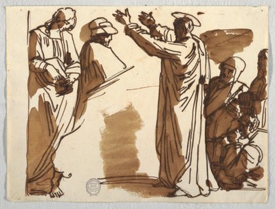 Cartoons van de dood van Ananias en St. Paulus, naar Raphael door Felice Giani