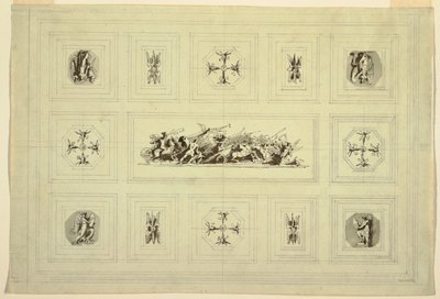Plafondkast gewijd aan oorlog, Palazzo Quirinale, Rome door Felice Giani