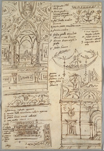Decoratieve studies; Verso: Anatomische studies door Felice Giani
