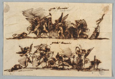 Ontwerp voor Twee Frieses met Putti door Felice Giani