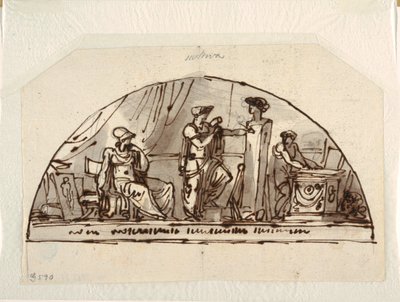 Ontwerp voor een lunet met allegorie van beeldhouwkunst door Felice Giani