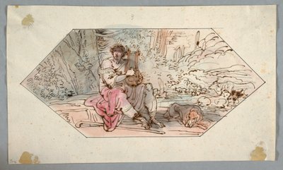 Tekening, Apollo bewaakt de kuddes van koning Admetus, 1780-1800 door Felice Giani